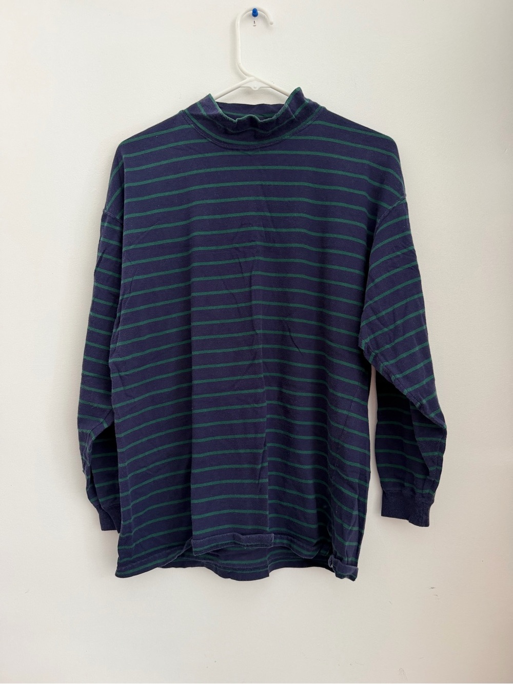 Vintage L.L. Bean Striped Mock Neck Long Sleeve Shirt – Size Large made in USA